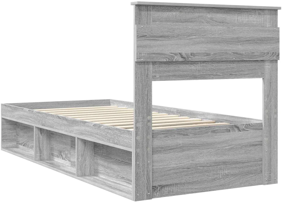 Lova Lovos rėmas Pilkas Sonoma 75 x 190 cm Kietos pušies mediena