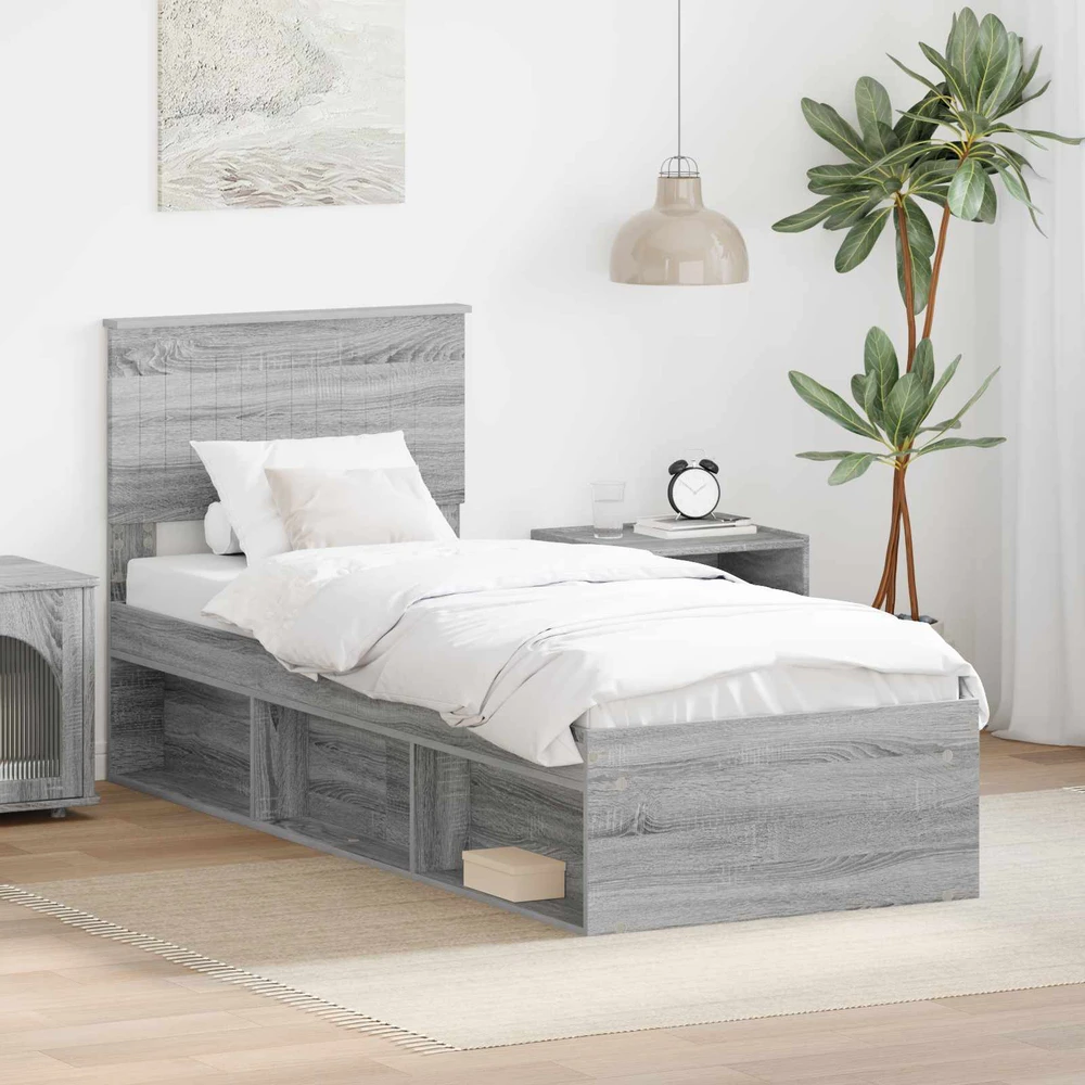 Lova Lovos rėmas Pilkas Sonoma 75 x 190 cm Kietos pušies mediena