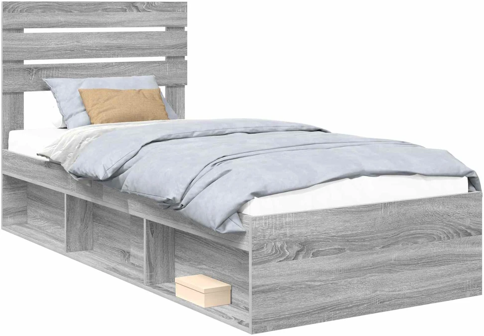 Lova Lovos rėmas Pilkas Sonoma 75 x 190 cm Kietos pušies mediena