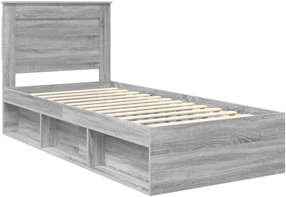 Lova Lovos rėmas Pilkas Sonoma 75 x 190 cm Kietos pušies mediena