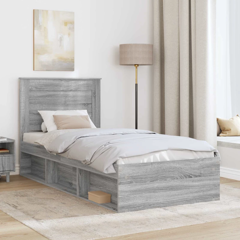 Lova Lovos rėmas Pilkas Sonoma 75 x 190 cm Kietos pušies mediena
