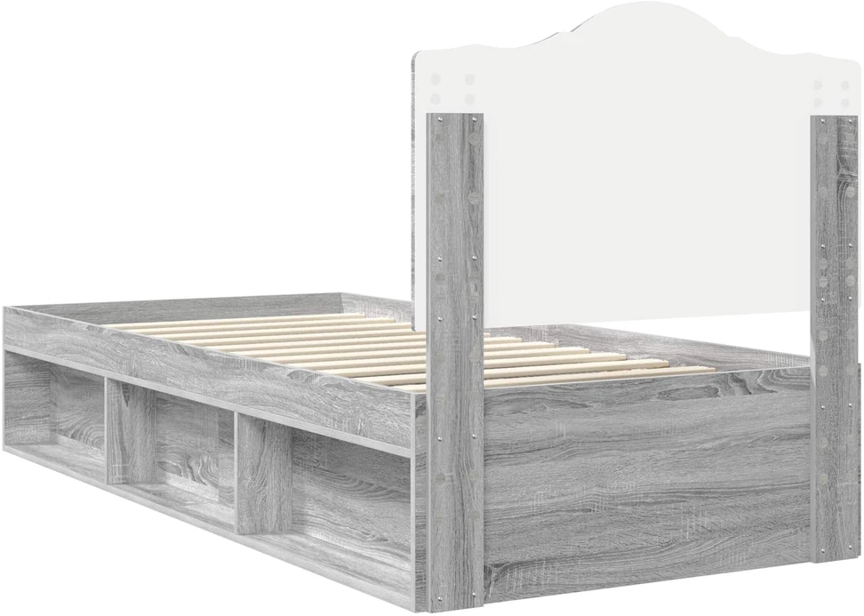 Lova Lovos rėmas Pilkas Sonoma 75 x 190 cm Kietos pušies mediena