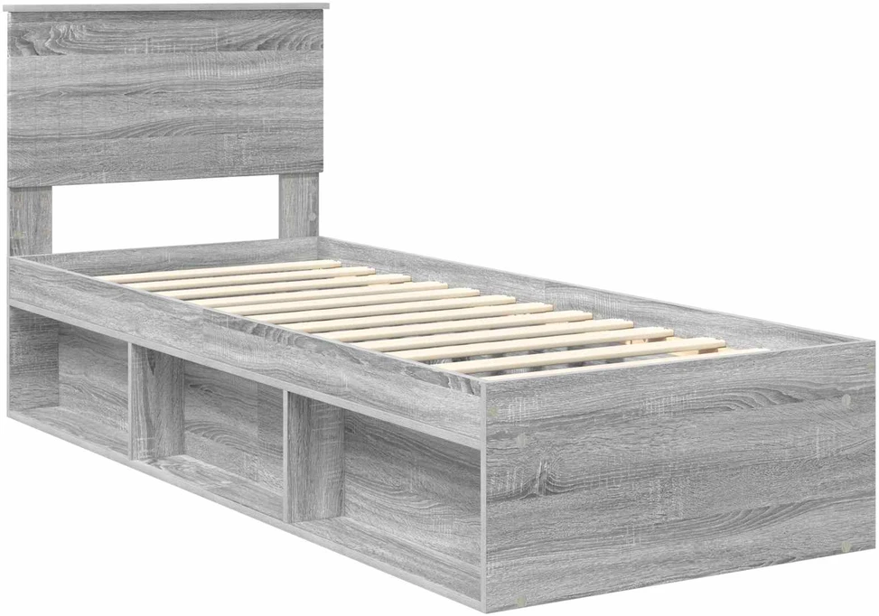 Lova Lovos rėmas Pilkas Sonoma 75 x 190 cm Kietos pušies mediena