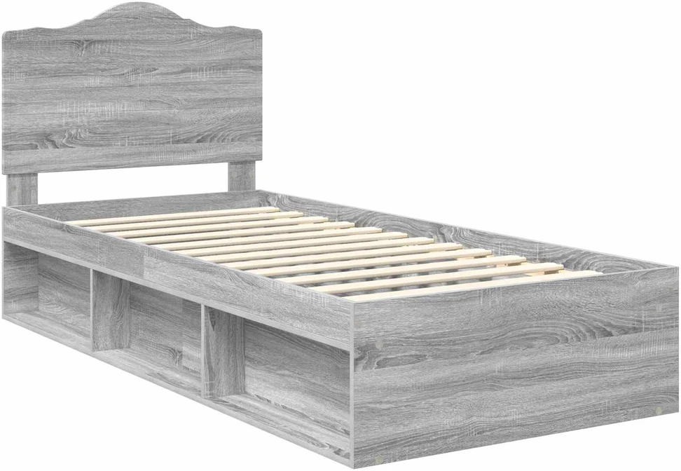 Lova Lovos rėmas Pilkas Sonoma 75 x 190 cm Kietos pušies mediena