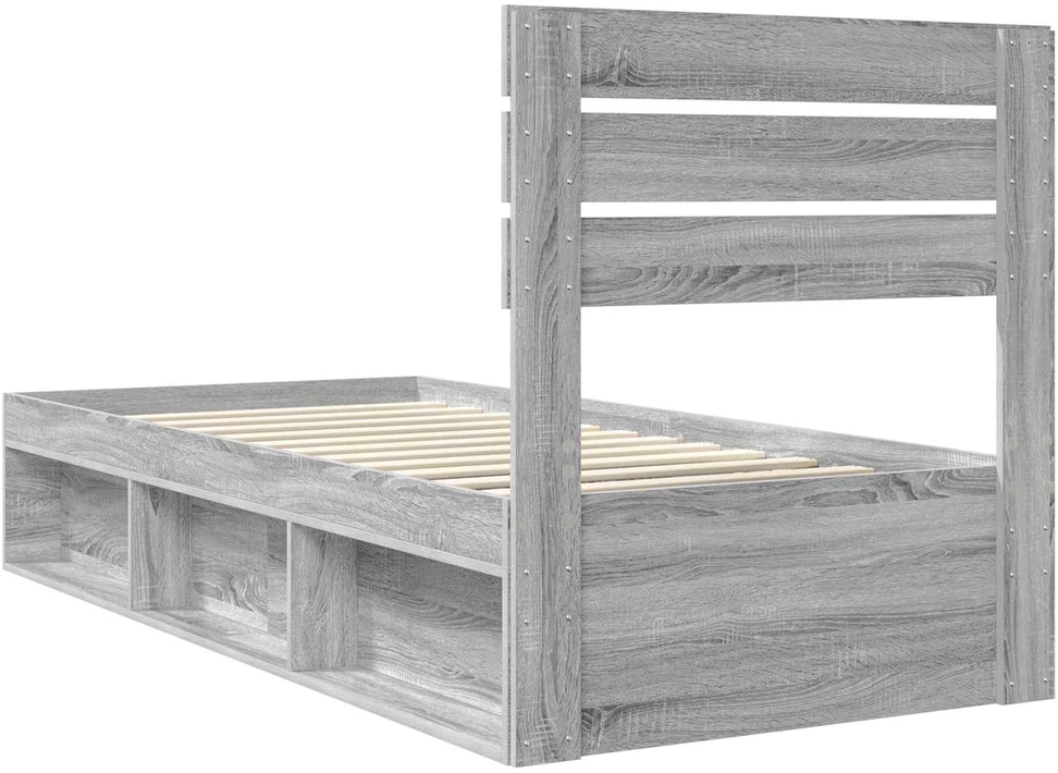 Lova Lovos rėmas Pilkas Sonoma 75 x 190 cm Kietos pušies mediena