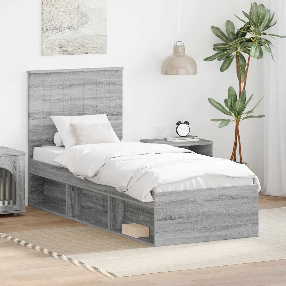 Lova Lovos rėmas Pilkas Sonoma 75 x 190 cm Kietos pušies mediena