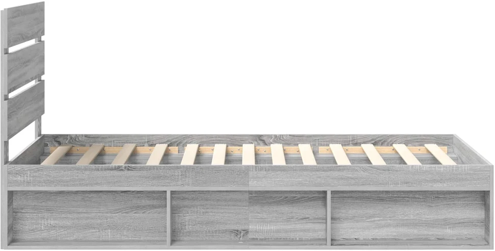 Lova Lovos rėmas Pilkas Sonoma 75 x 190 cm Kietos pušies mediena