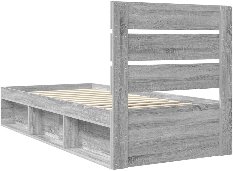 Lova Lovos rėmas Pilkas Sonoma 75 x 190 cm Kietos pušies mediena