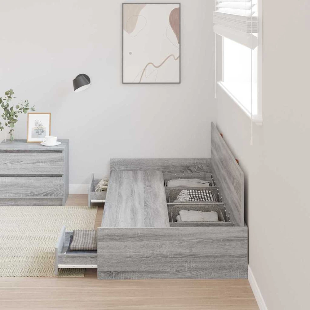 Lova Lovos rėmas Pilkas Sonoma 80 x 200 cm Apdirbta mediena