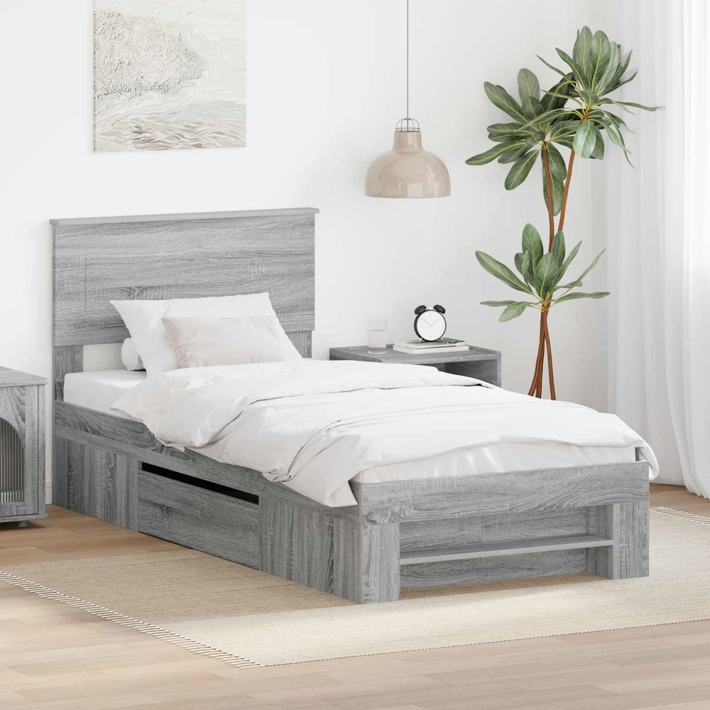 Lova Lovos rėmas Pilkas Sonoma 80 x 200 cm Apdirbta mediena