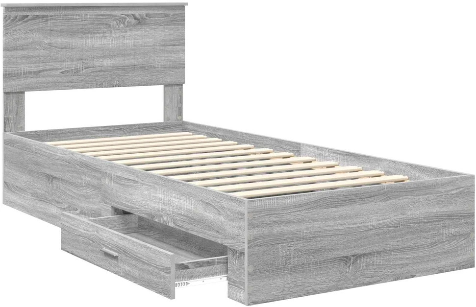 Lova Lovos rėmas Pilka Sonoma 90 x 190 cm Apdirbta mediena