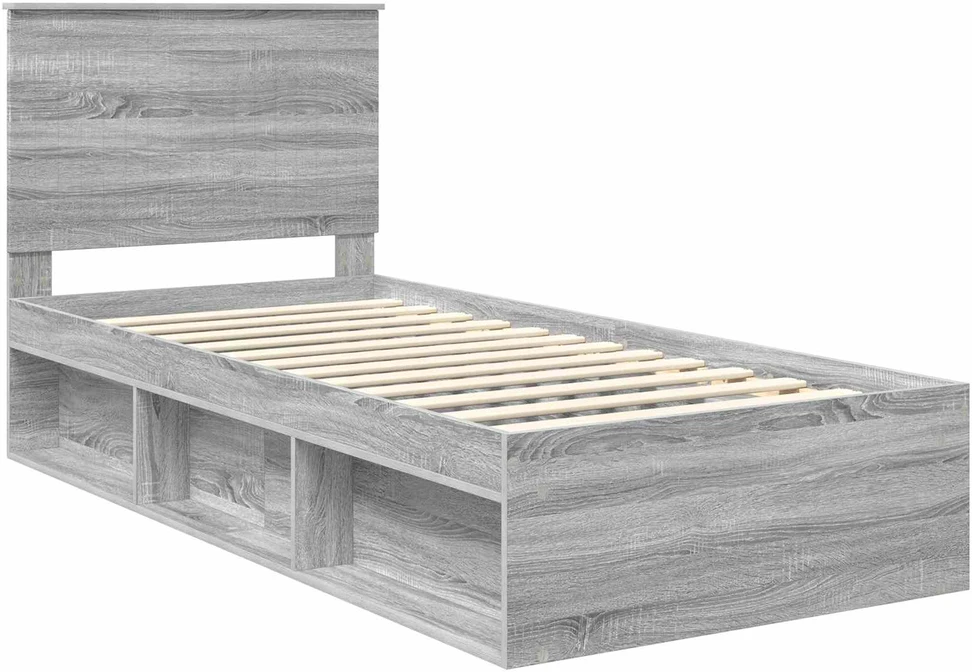 Lova Lovos rėmas Pilkas Sonoma 90 x 190 cm Kietos pušies mediena