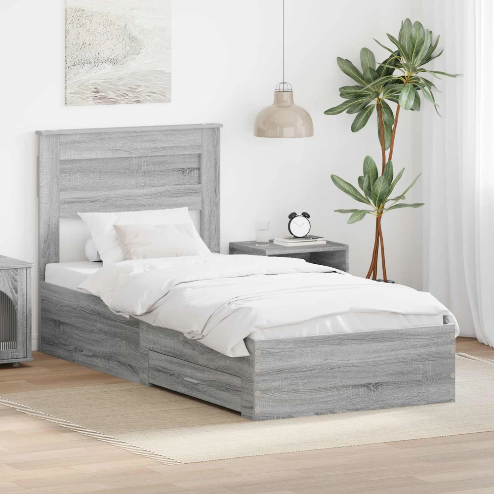 Lova Lovos rėmas Pilkas Sonoma 90 x 200 cm Apdirbta mediena