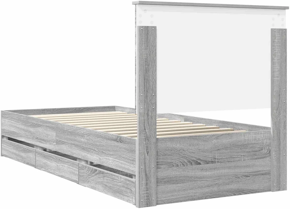 Lova Lovos rėmas Pilkas Sonoma 90 x 200 cm Inžinerinė mediena