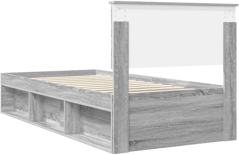 Lova Lovos rėmas Pilkas Sonoma 90 x 200 cm Kietos pušies mediena