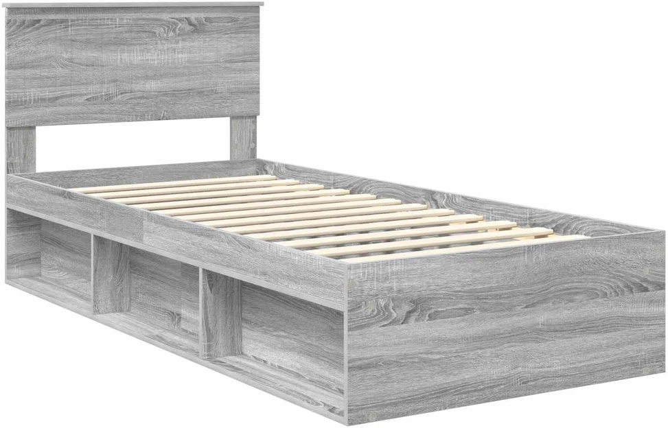 Lova Lovos rėmas Pilkas Sonoma 90 x 200 cm Kietos pušies mediena
