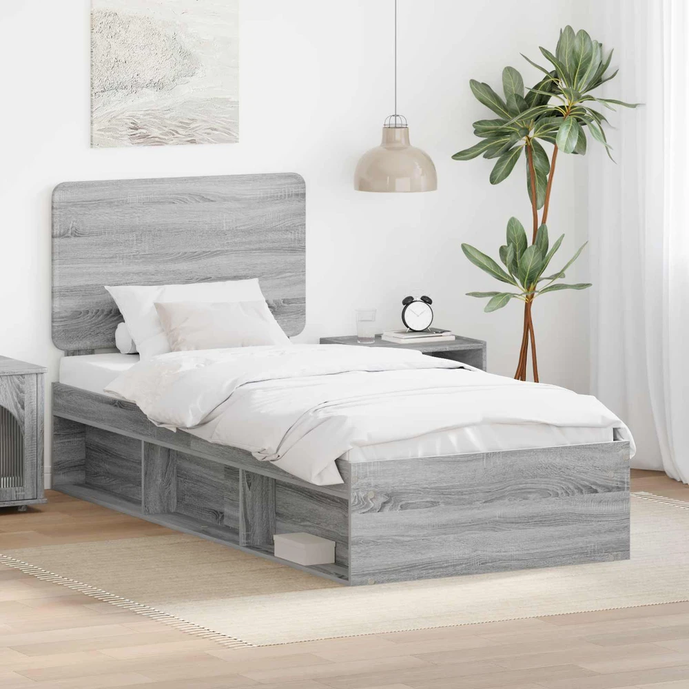 Lova Lovos rėmas Pilkas Sonoma 90 x 200 cm Kietos pušies mediena