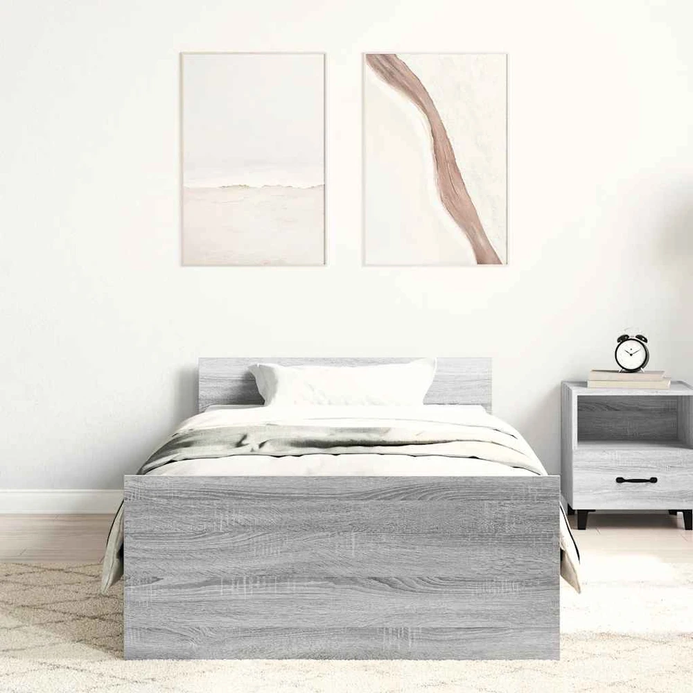 Lovos rėmas, pilkos ąžuolo spalvos, 100x200cm, apdirbta mediena