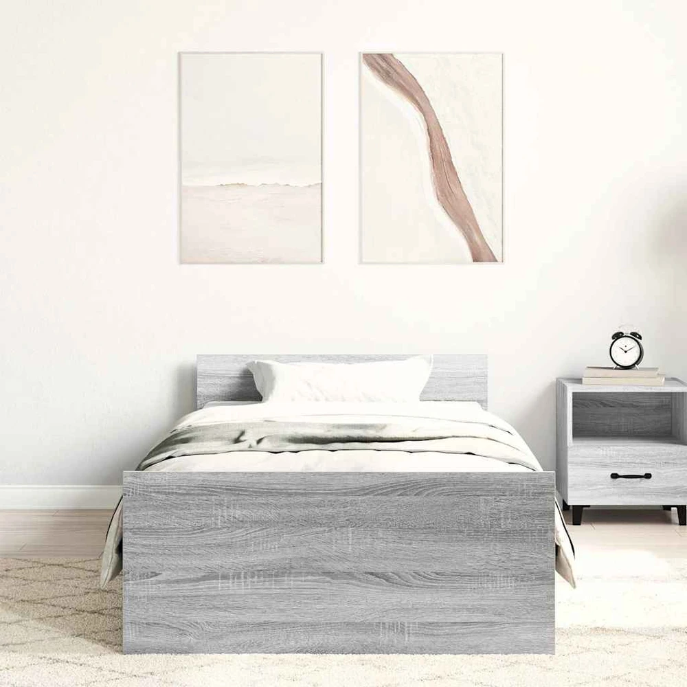 Lovos rėmas, pilkos ąžuolo spalvos, 90x190cm, apdirbta mediena