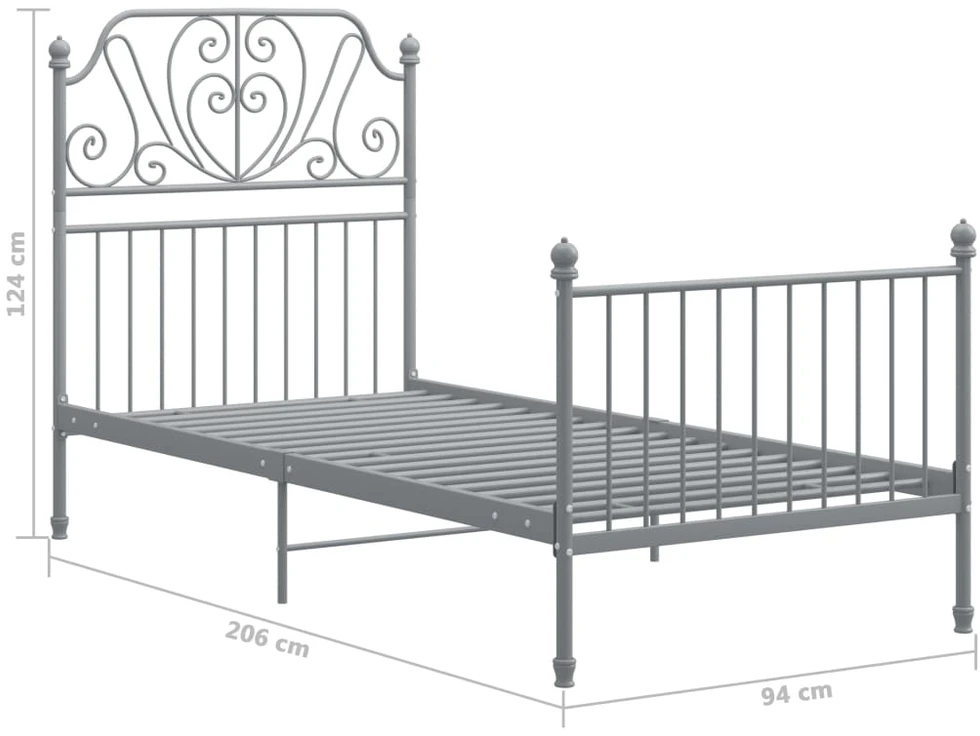 Lovos rėmas, pilkos spalvos, 90x200cm, metalas