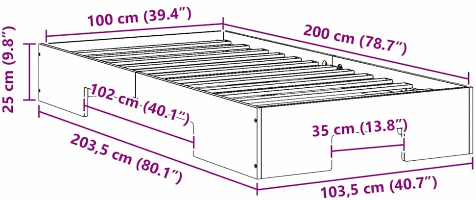 Lova Lovos rėmas Ruda 100 x 200 cm