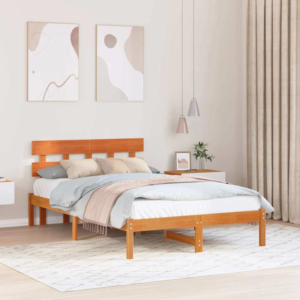Lova Lovos rėmas Ruda 120 x 190 cm Pušies medienos masyvas