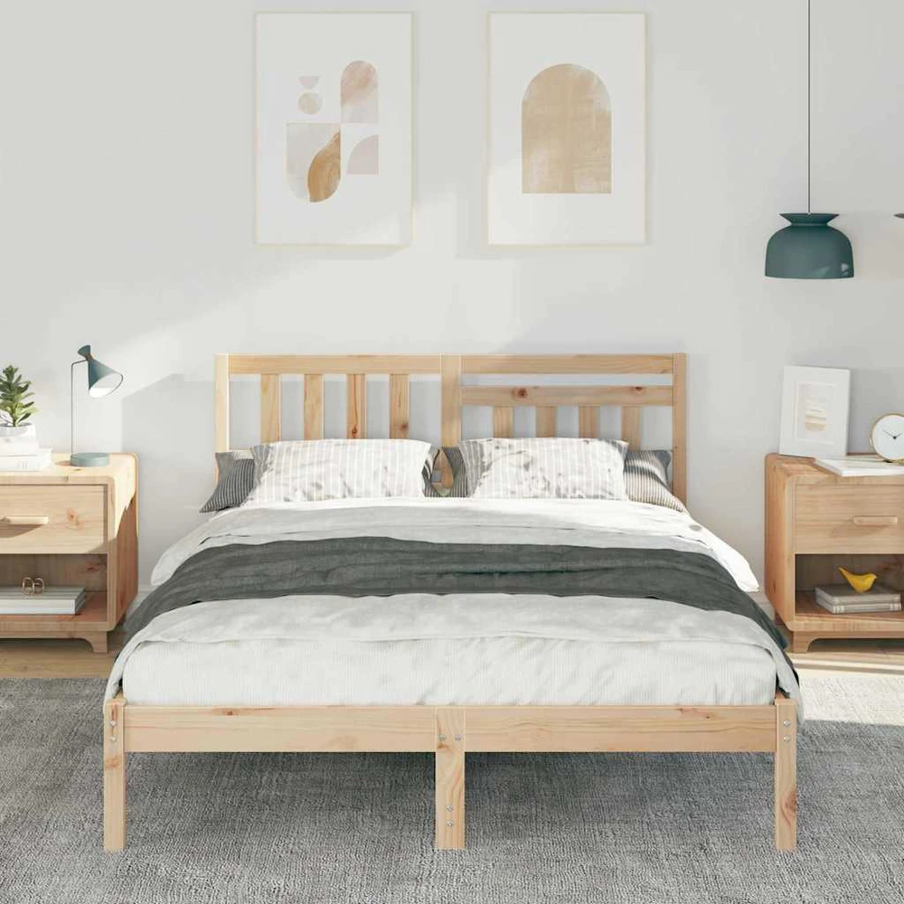 Lova Lovos rėmas Ruda 135 x 190 cm Kietos pušies mediena