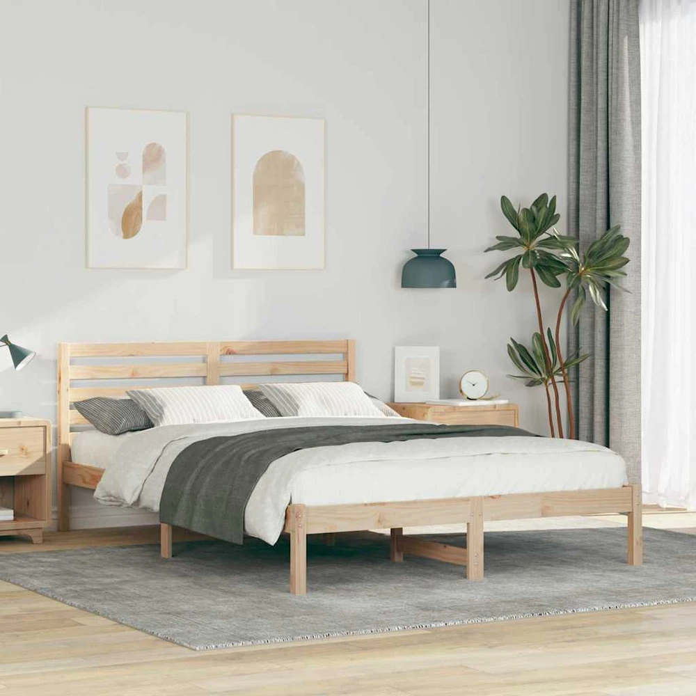 Lova Lovos rėmas Ruda 140 x 220 cm Kietos pušies mediena