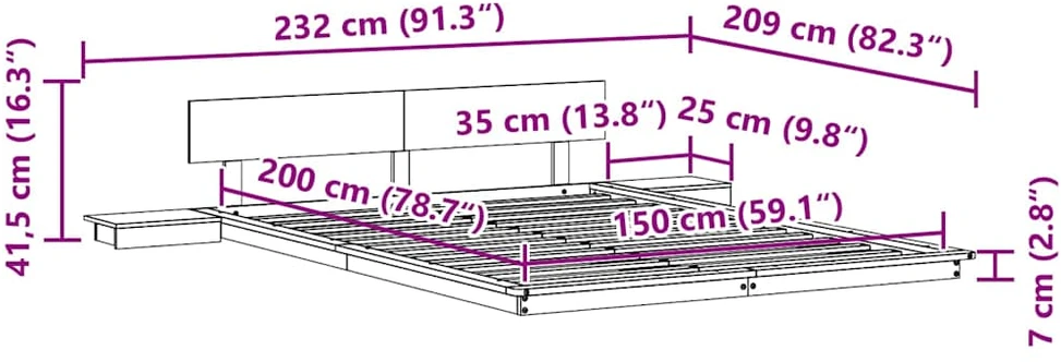 Lovos rėmas Ruda 150 x 200 cm Medis