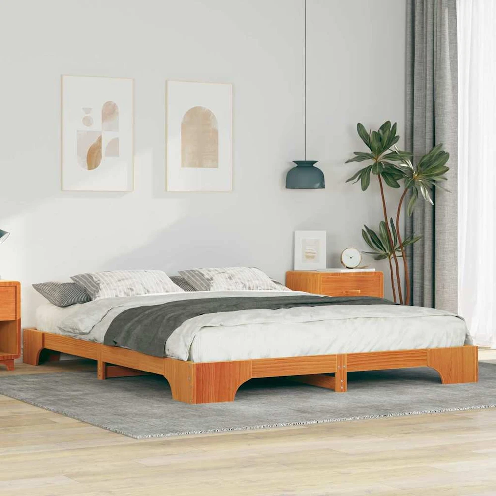 Lova Lovos rėmas Ruda 160 x 210 cm Kietos pušies mediena