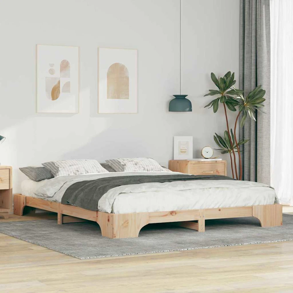 Lova Lovos rėmas Ruda 160 x 220 cm Kietos pušies mediena