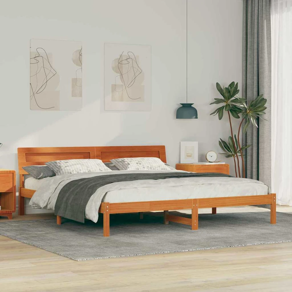 Lovos rėmas Ruda 200 x 200 cm Kietos pušies mediena