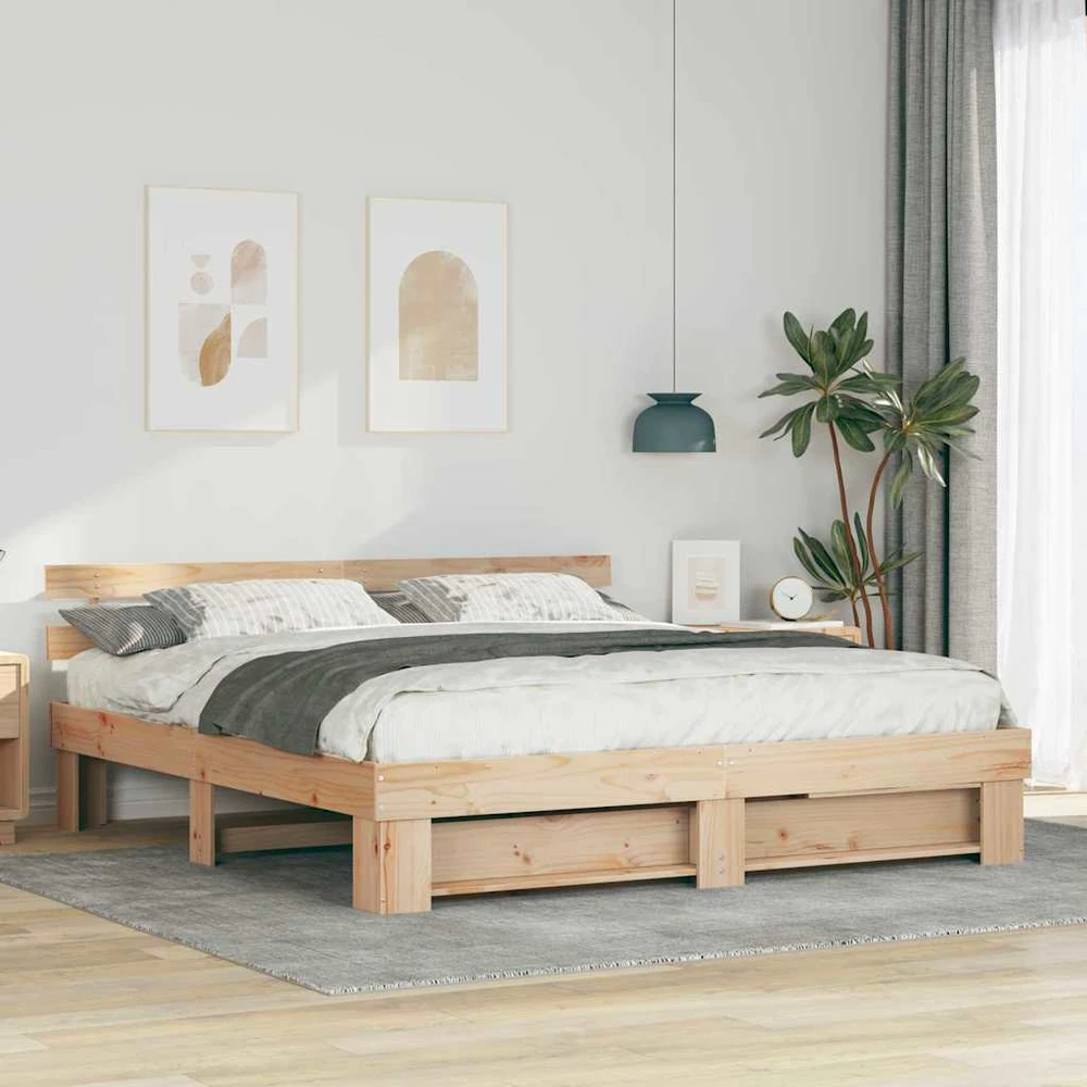 Lovos rėmas Ruda 200 x 200 cm Kietos pušies mediena