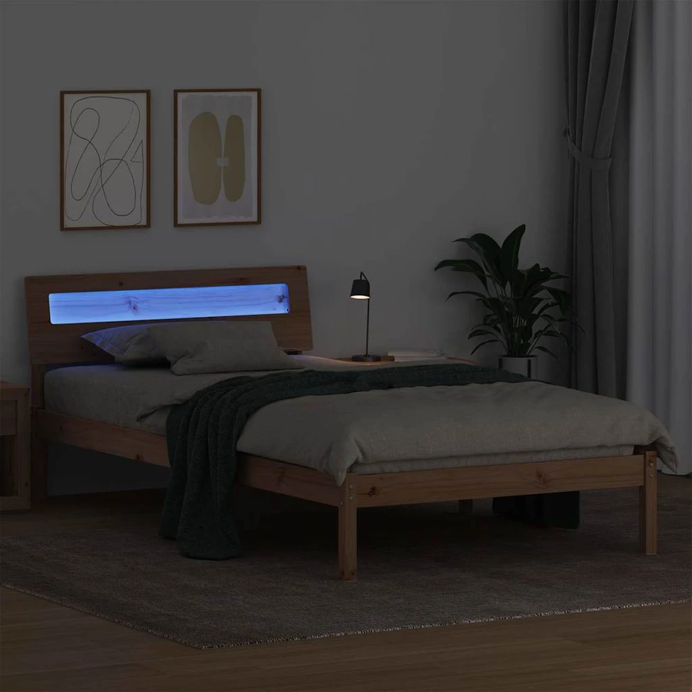 Lova Lovos rėmas Ruda 90 x 200 cm Kietos pušies mediena