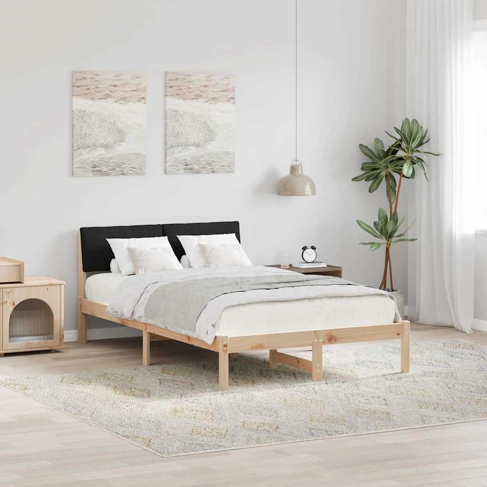 Lova Lovos rėmas Ruda ir juoda 120 x 190 cm Pušies masyvas