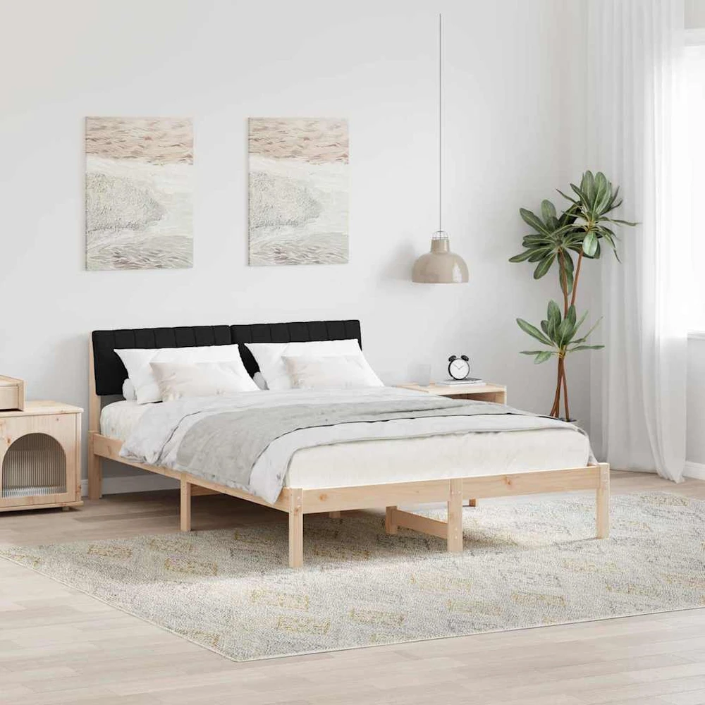 Lova Lovos rėmas Ruda ir juoda 135 x 190 cm Pušies masyvas