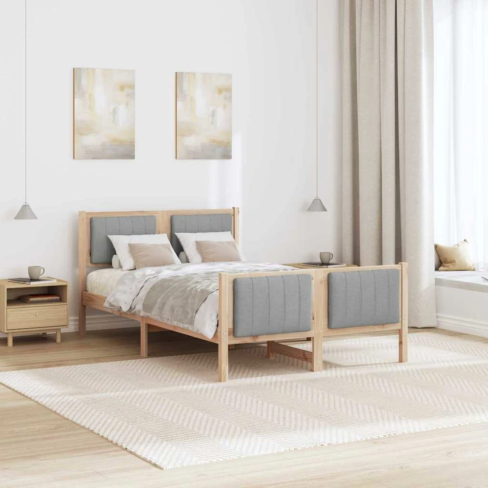 Lova Lovos rėmas Ruda ir šviesiai pilka 120 x 200 cm Pušies masyvas