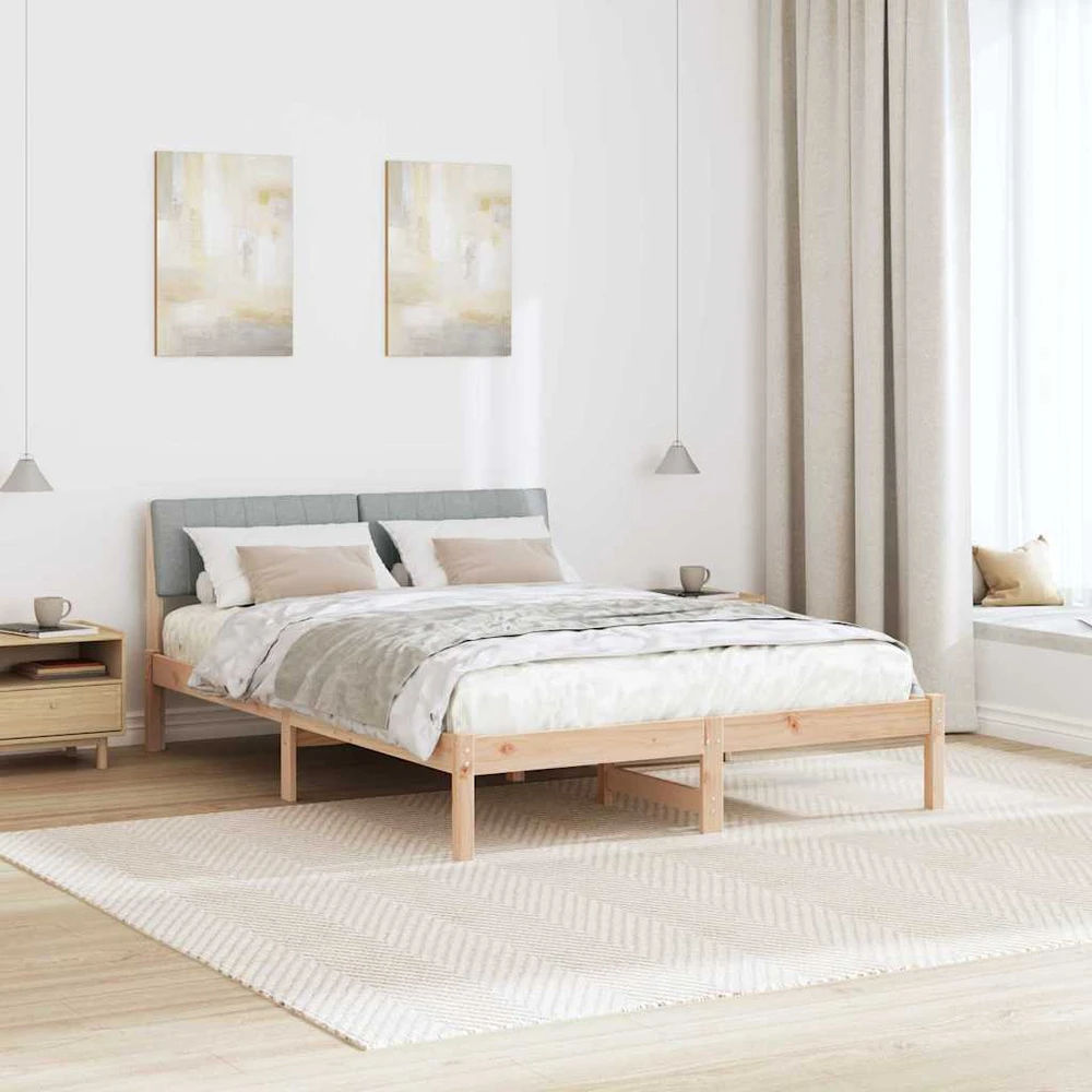 Lova Lovos rėmas Ruda ir šviesiai pilka 135 x 190 cm Pušies masyvas