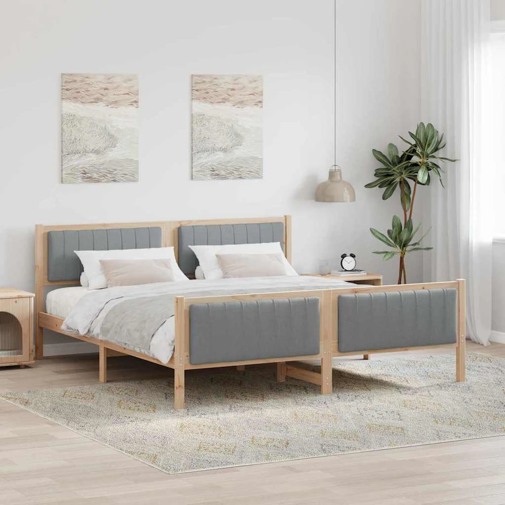 Lovos rėmas Ruda ir šviesiai pilka 180 x 200 cm Pušies masyvas
