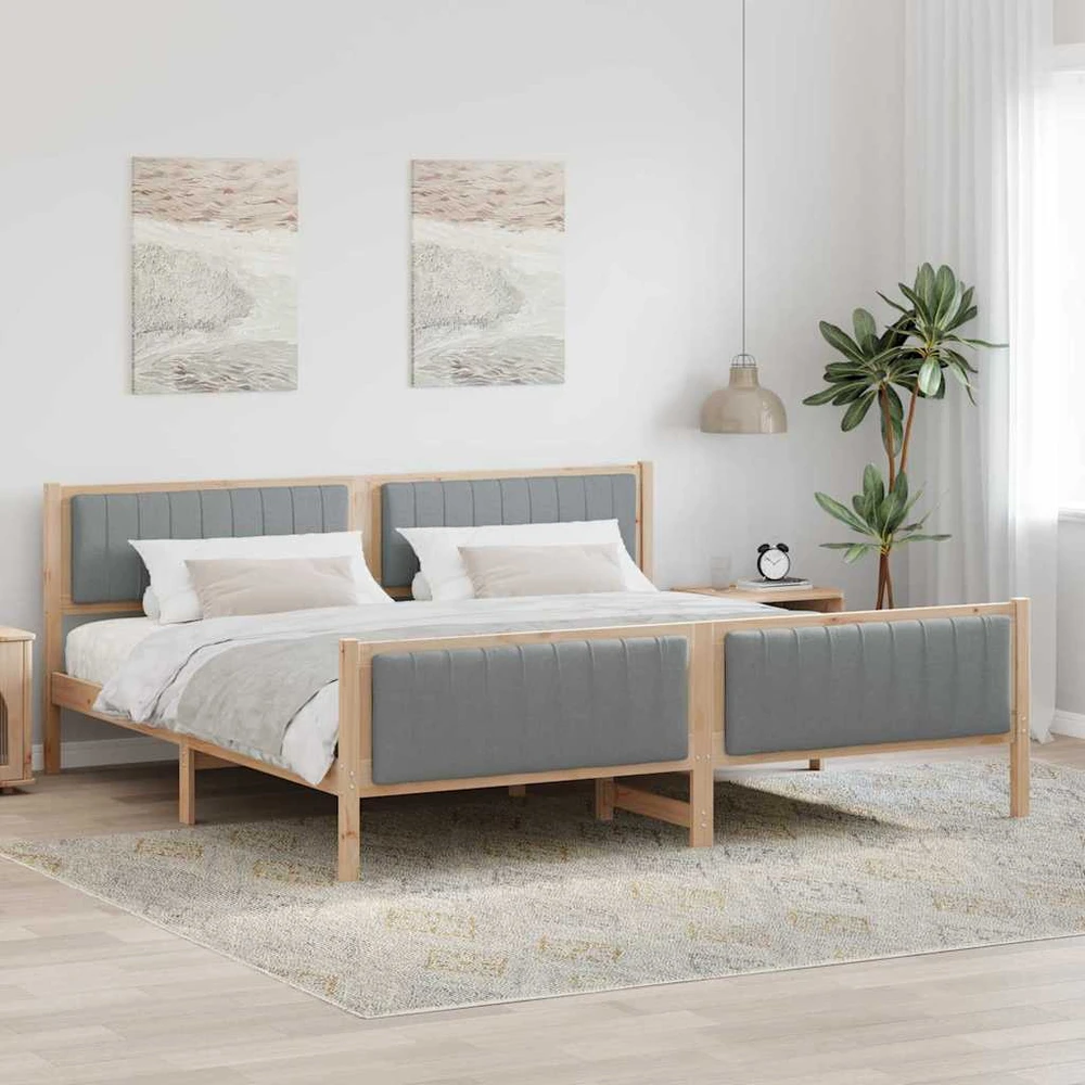 Lovos rėmas Ruda ir šviesiai pilka 200 x 200 cm Pušies masyvas