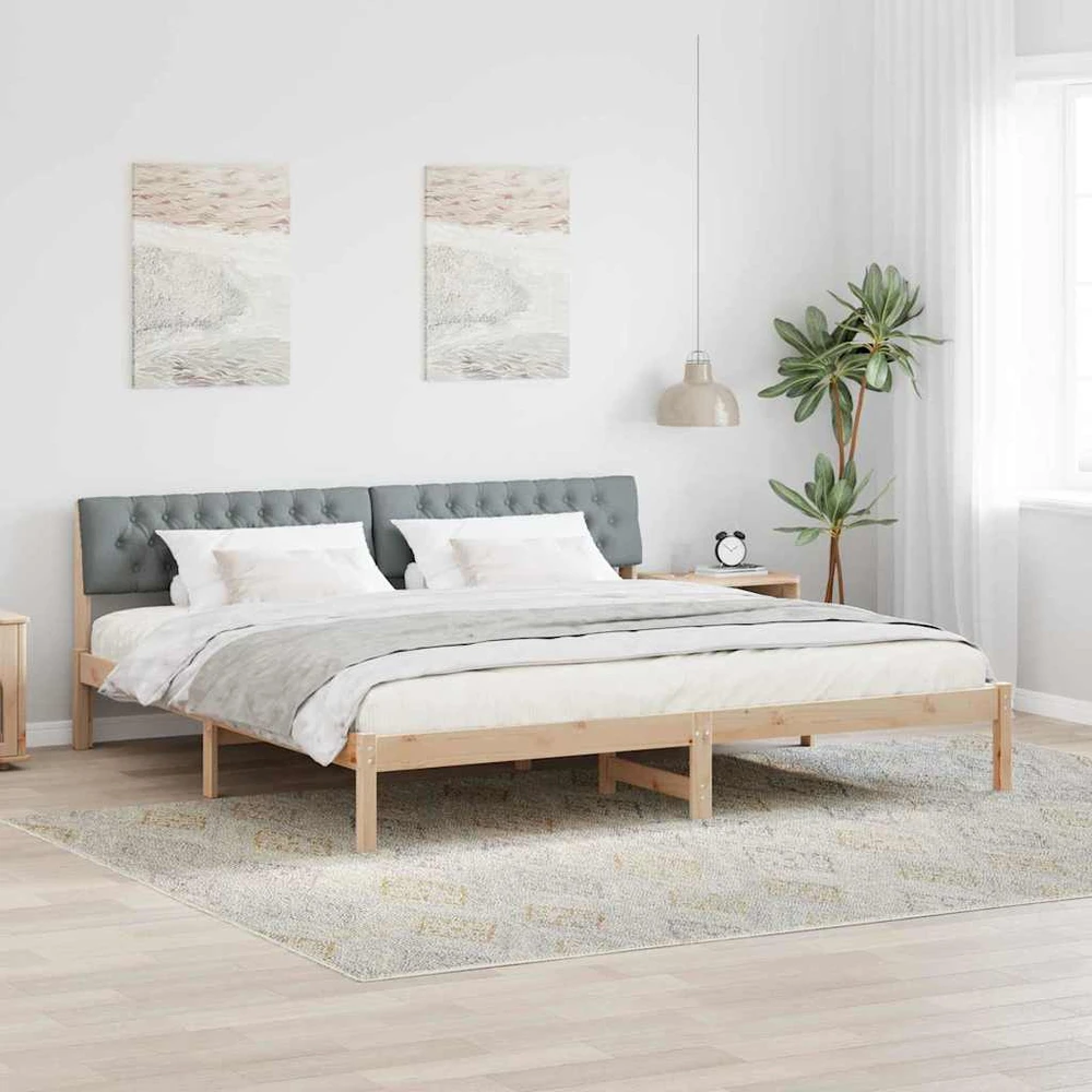 Lovos rėmas Ruda ir šviesiai pilka 200 x 200 cm Pušies masyvas