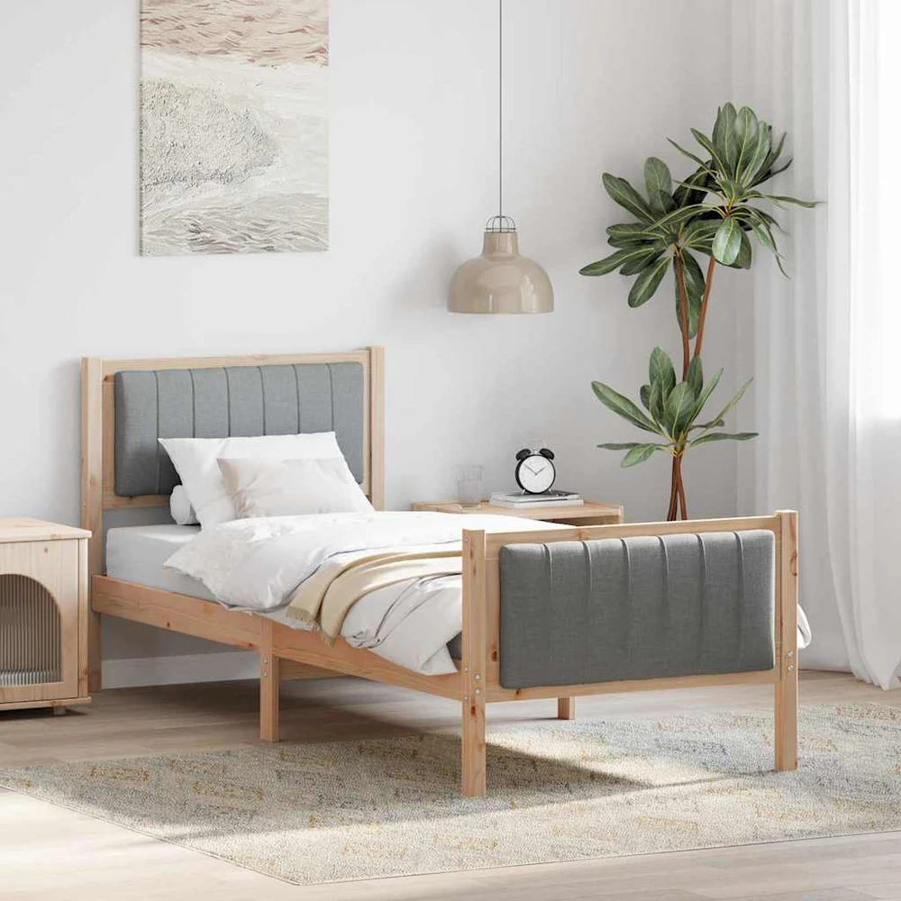 Lova Lovos rėmas Ruda ir šviesiai pilka 75 x 190 cm Pušies masyvas