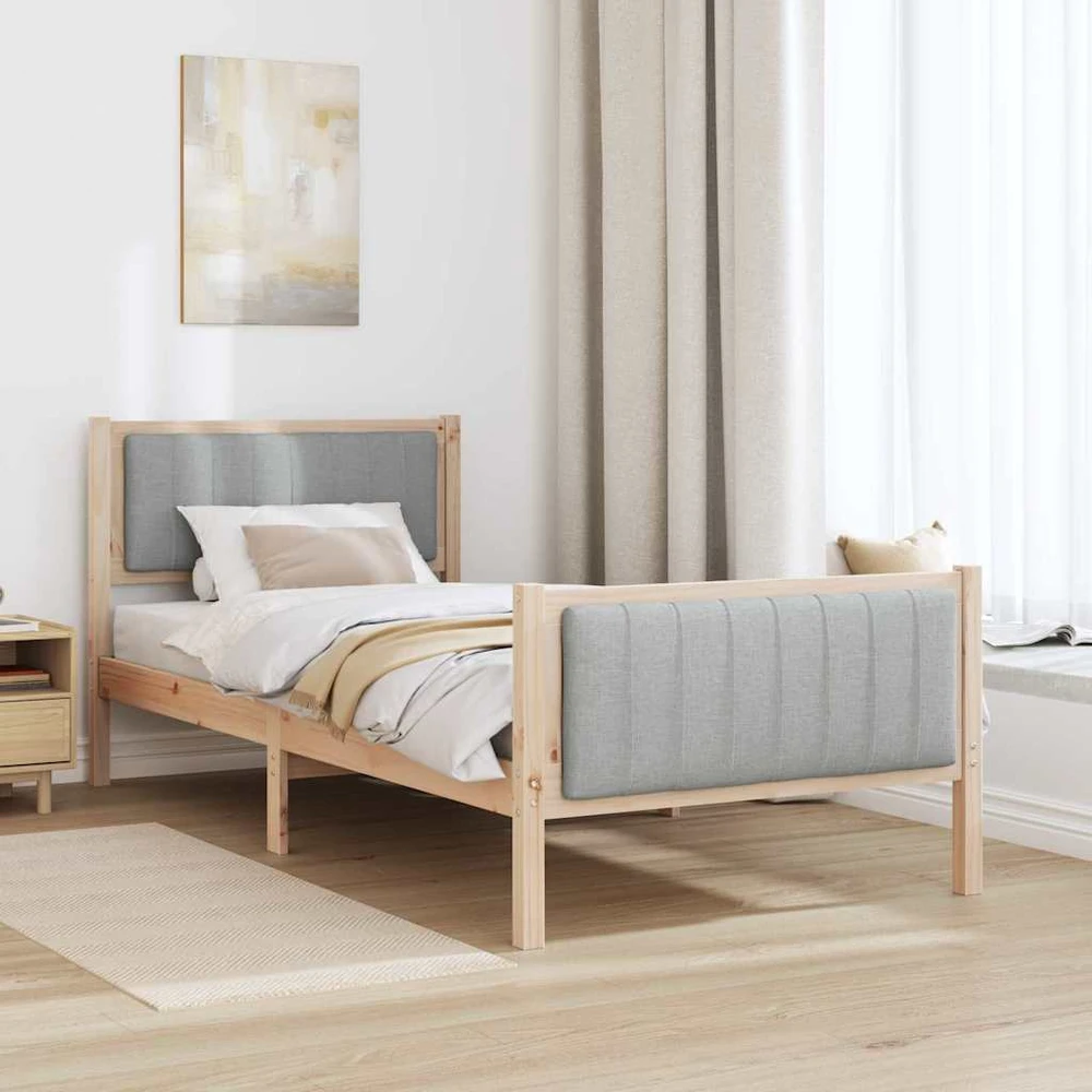 Lova Lovos rėmas Ruda ir šviesiai pilka 90 x 200 cm Pušies masyvas