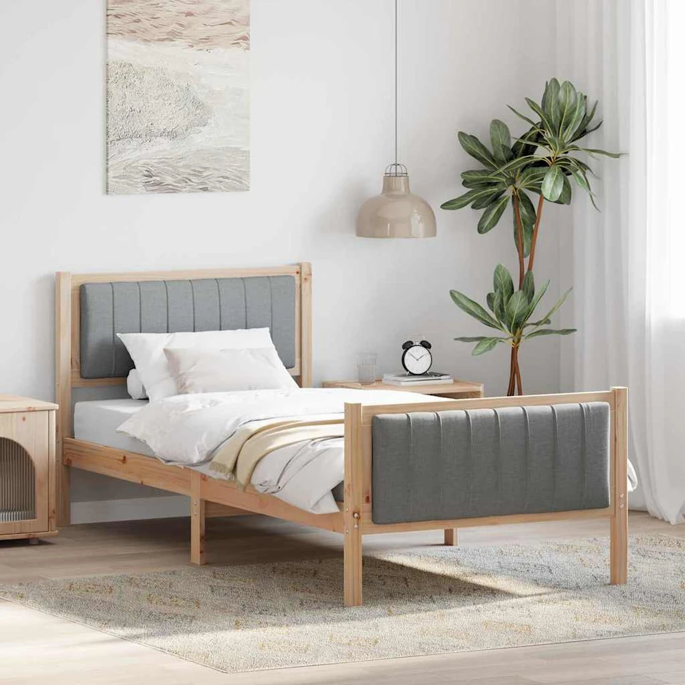 Lova Lovos rėmas Ruda ir šviesiai pilka 90 x 200 cm Pušies masyvas