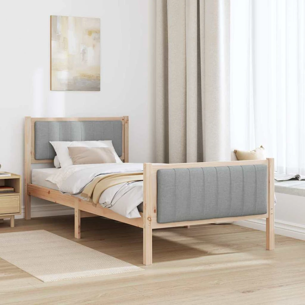 Lova Lovos rėmas Ruda ir šviesiai pilka 90 x 190 cm Pušies masyvas