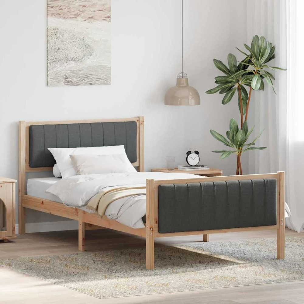 Lova Lovos rėmas ruda ir tamsiai pilka 100 x 200 cm Pušies masyvas