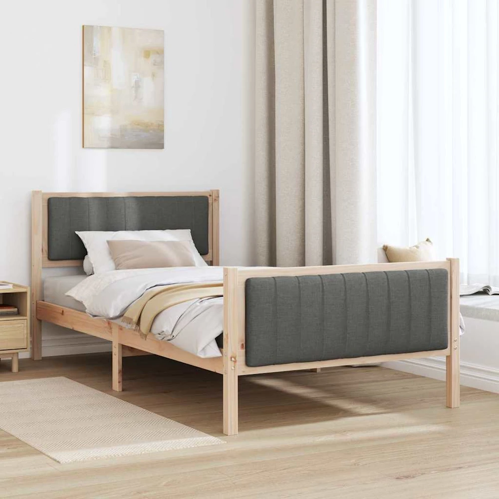 Lova Lovos rėmas ruda ir tamsiai pilka 100 x 200 cm Pušies masyvas