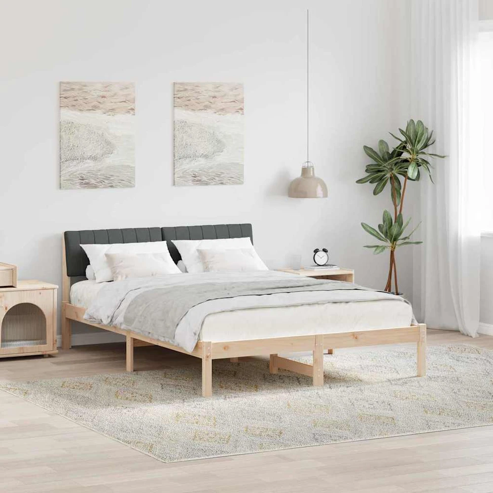 Lova Lovos rėmas ruda ir tamsiai pilka 135 x 190 cm Pušies masyvas