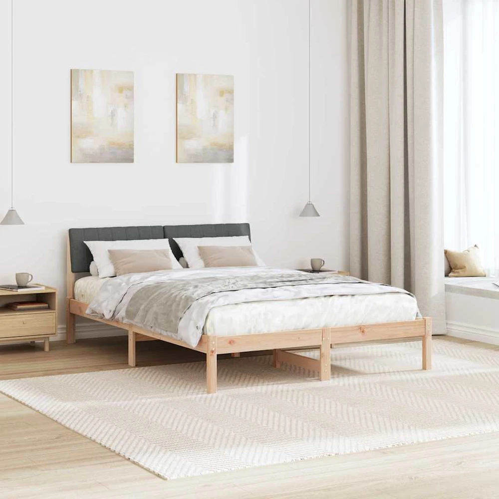 Lova Lovos rėmas ruda ir tamsiai pilka 135 x 190 cm Pušies masyvas