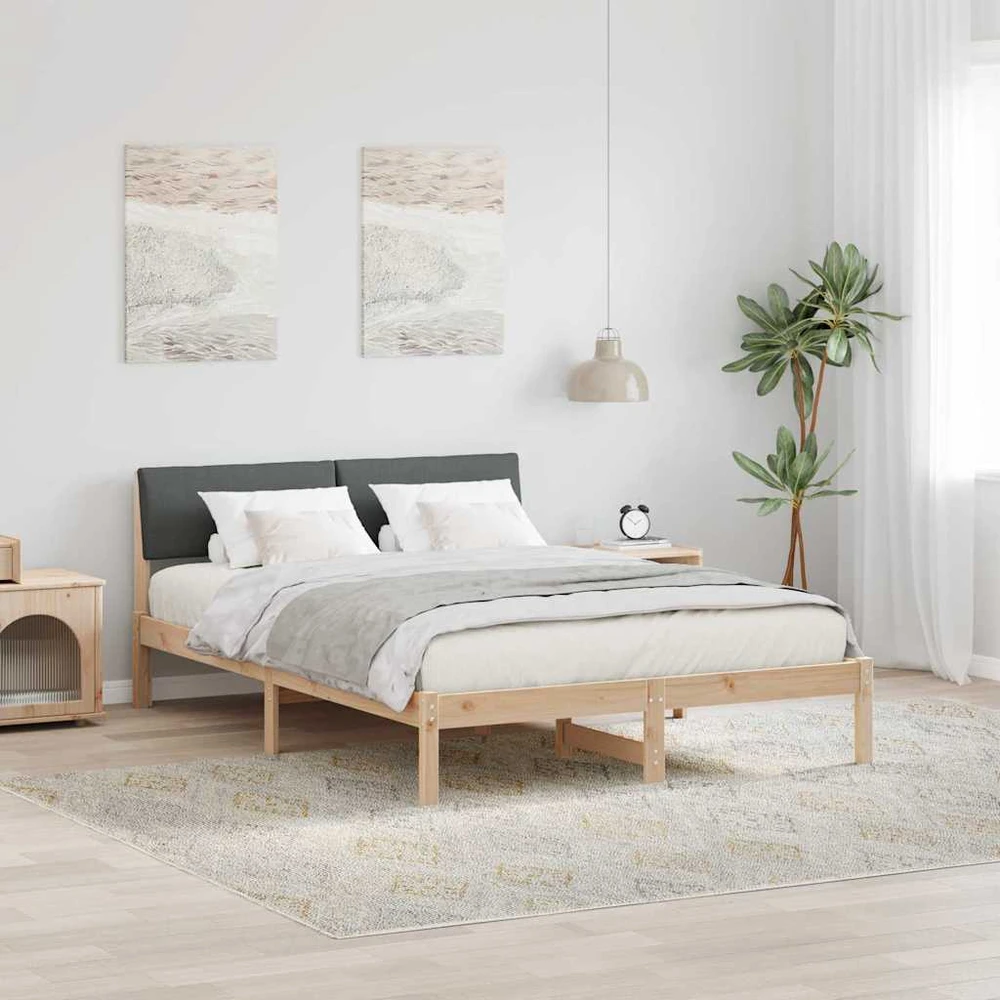 Lovos rėmas ruda ir tamsiai pilka 140 x 200 cm Pušies masyvas